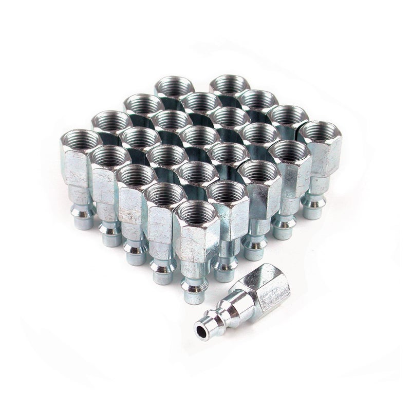 Primefit IP1414FS-B25-P (25 Pack) Industrial Style Air Quick Connect Plugs/Nipples 1/4" x 1/4" Female NPT